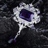 French Vintage Water Drop Necklace 925 Silver Amethyst Pendant