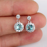 925 Silver Zircon Inlaid Earrings Austrian Crystal Jewelry