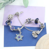 Snowflake Pendant Charm Bracelet Glass Beaded Jewelry