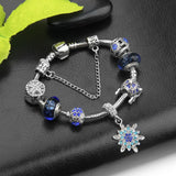 Snowflake Pendant Charm Bracelet Glass Beaded Jewelry