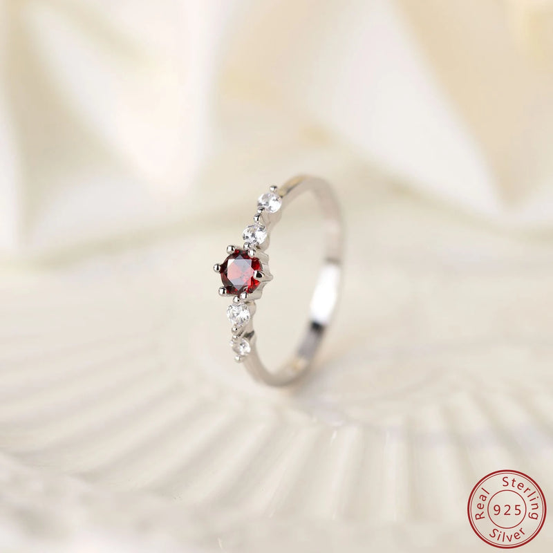 S925 Pure Silver Platinum Ruby Ring High Women's Ring