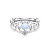 European American Bat 925 Silver Moonlight Stone Ring