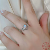 European American Bat 925 Silver Moonlight Stone Ring
