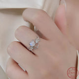 European American Bat 925 Silver Moonlight Stone Ring