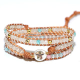 Leather Wrap Bracelets Mixed Stone Beads 3 Strands Bracelet Bohemia Teengirls