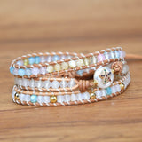 Leather Wrap Bracelets Mixed Stone Beads 3 Strands Bracelet Bohemia Teengirls