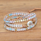 Leather Wrap Bracelets Mixed Stone Beads 3 Strands Bracelet Bohemia Teengirls