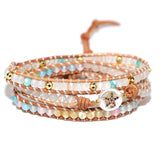 Leather Wrap Bracelets Mixed Stone Beads 3 Strands Bracelet Bohemia Teengirls