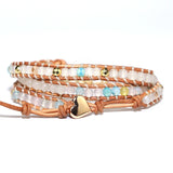 Leather Wrap Bracelets Mixed Stone Beads 3 Strands Bracelet Bohemia Teengirls