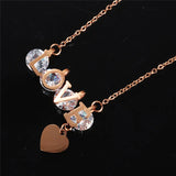 Explosion-shaped Titanium Steel Love Necklace with Zircon Crystal 3 Colors