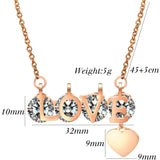 Explosion-shaped Titanium Steel Love Necklace with Zircon Crystal 3 Colors