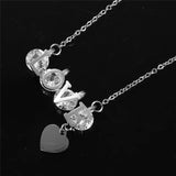 Explosion-shaped Titanium Steel Love Necklace with Zircon Crystal 3 Colors