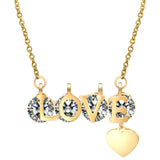 Explosion-shaped Titanium Steel Love Necklace with Zircon Crystal 3 Colors