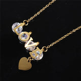 Explosion-shaped Titanium Steel Love Necklace with Zircon Crystal 3 Colors
