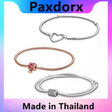 925 Silver Heart Closure Chain Bracelet