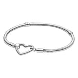 925 Silver Heart Closure Chain Bracelet