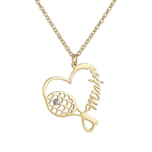 Love Heart Pendant Necklace Stainless Steel Crystal Zircon Tennis Necklace
