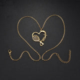 Love Heart Pendant Necklace Stainless Steel Crystal Zircon Tennis Necklace