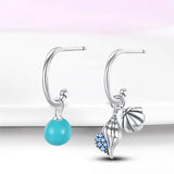 925 Silver Shell Earrings CZ Heart Star Moon Hoop Engagement Jewelry