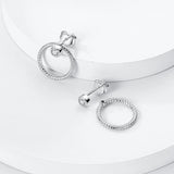 925 Silver Double Circle Zircon Ear Studs Fine Jewelry
