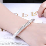 925 Silver Wide Hemp Rope Cuff Bangle Bracelet Gift