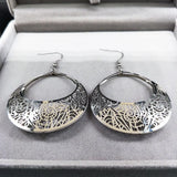 Stainless Steel Flower Statement Earrings Silver Drop Earrings