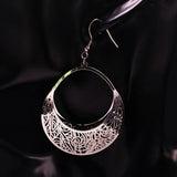 Stainless Steel Flower Statement Earrings Silver Drop Earrings