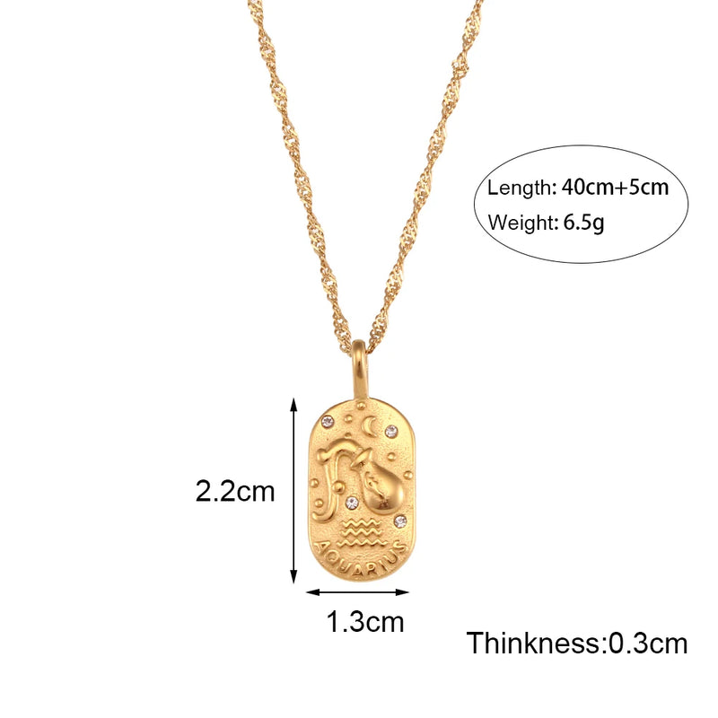 Zircon Zodiac Sign Bright Necklace Woman Neck Jewelry