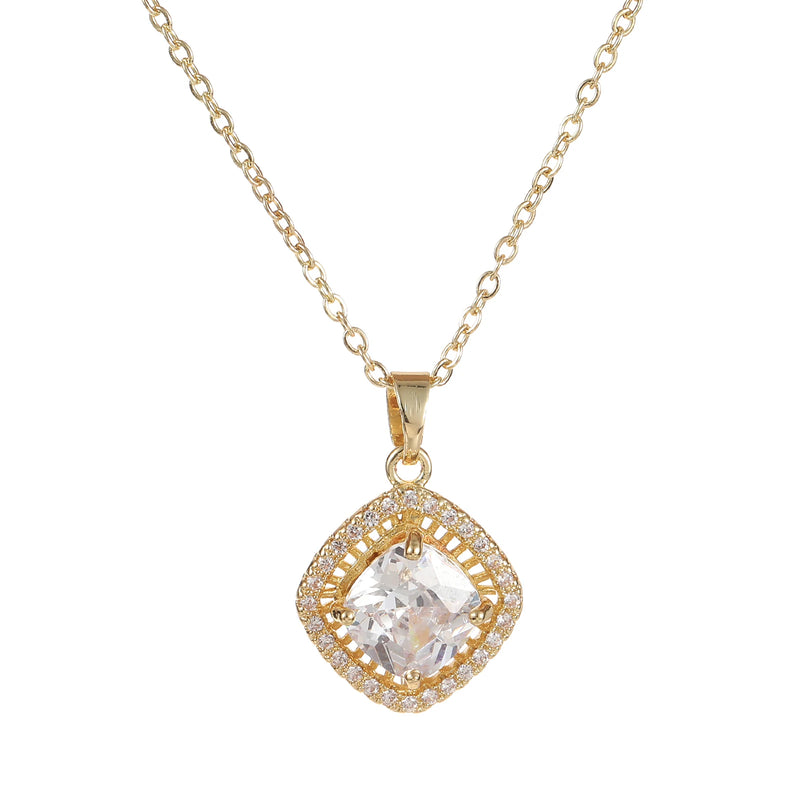 CZ Chain Necklace Vintage Bride Wedding Long Chain Necklace