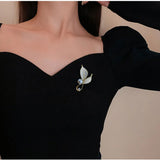 Copper Zircon Leaf Gray Pearl Brooches Pins for Women Suit Jacket Accessories