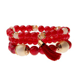 Boho Crystal Resin Bead Bracelet Set Charm Bangles Women's Jewelry