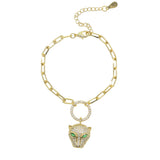 Leopard Charm Bracelet Bling Cz Circle Square Wedding Jewelry