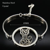 Cat Bracelet Crystal Stainless Steel Silver Animal B1824S07