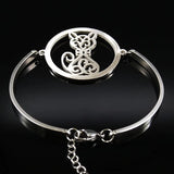 Cat Bracelet Crystal Stainless Steel Silver Animal B1824S07