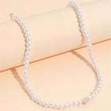 Pearl Choker Necklace Heart Shape Beads Jewelry Gift