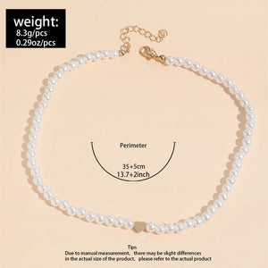 Pearl Choker Necklace Heart Shape Beads Jewelry Gift