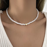 Pearl Choker Necklace Heart Shape Beads Jewelry Gift