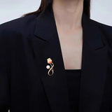 Enamel Tulip Brooch with Pearl Flower Pin