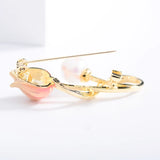Enamel Tulip Brooch with Pearl Flower Pin
