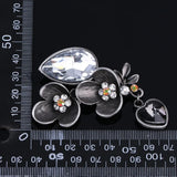 Vintage Noble Crystal Flowers Brooch Scarf Buckle for Women Party
