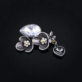 Vintage Noble Crystal Flowers Brooch Scarf Buckle for Women Party