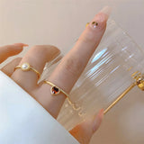 Red Love Zircon Open Ring Pearl French Light Women's Versatile Ring Set
