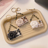 Camellia Flower Keychain Handbag Pendant Souvenir