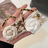 Camellia Flower Keychain Handbag Pendant Souvenir