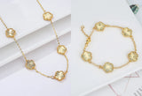 Five-Leaf Flower Bracelet Necklace Set for Women - Hot 10 Colors