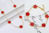 Five-Leaf Flower Bracelet Necklace Set for Women - Hot 10 Colors