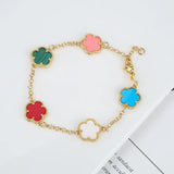 Five-Leaf Flower Bracelet Necklace Set for Women - Hot 10 Colors