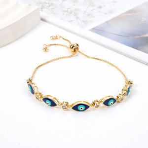 Enamel Eye Adjustable Bracelet Charm Copper Cuff Women Pulseras