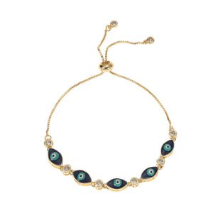 Enamel Eye Adjustable Bracelet Charm Copper Cuff Women Pulseras