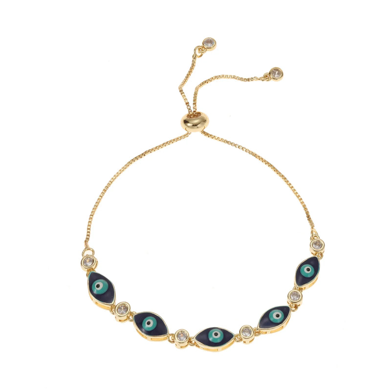 Enamel Eye Adjustable Bracelet Charm Copper Cuff Women Pulseras